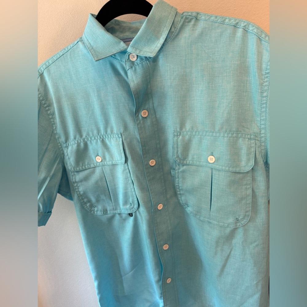 IZOD MENS SURFSIDE BEACH WOVEN SHORT SLEEVE BUTTON DOWN SHIRT SMALL NWOT - Picture 5 of 12